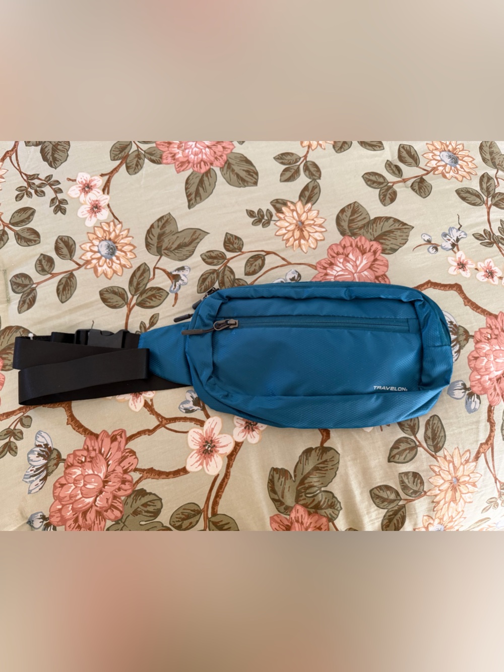 Travelon Blue Teal Waist Pack with Black Strap